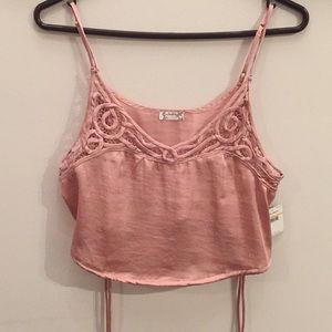 Free People Blouson Pink Satin Crop Size S